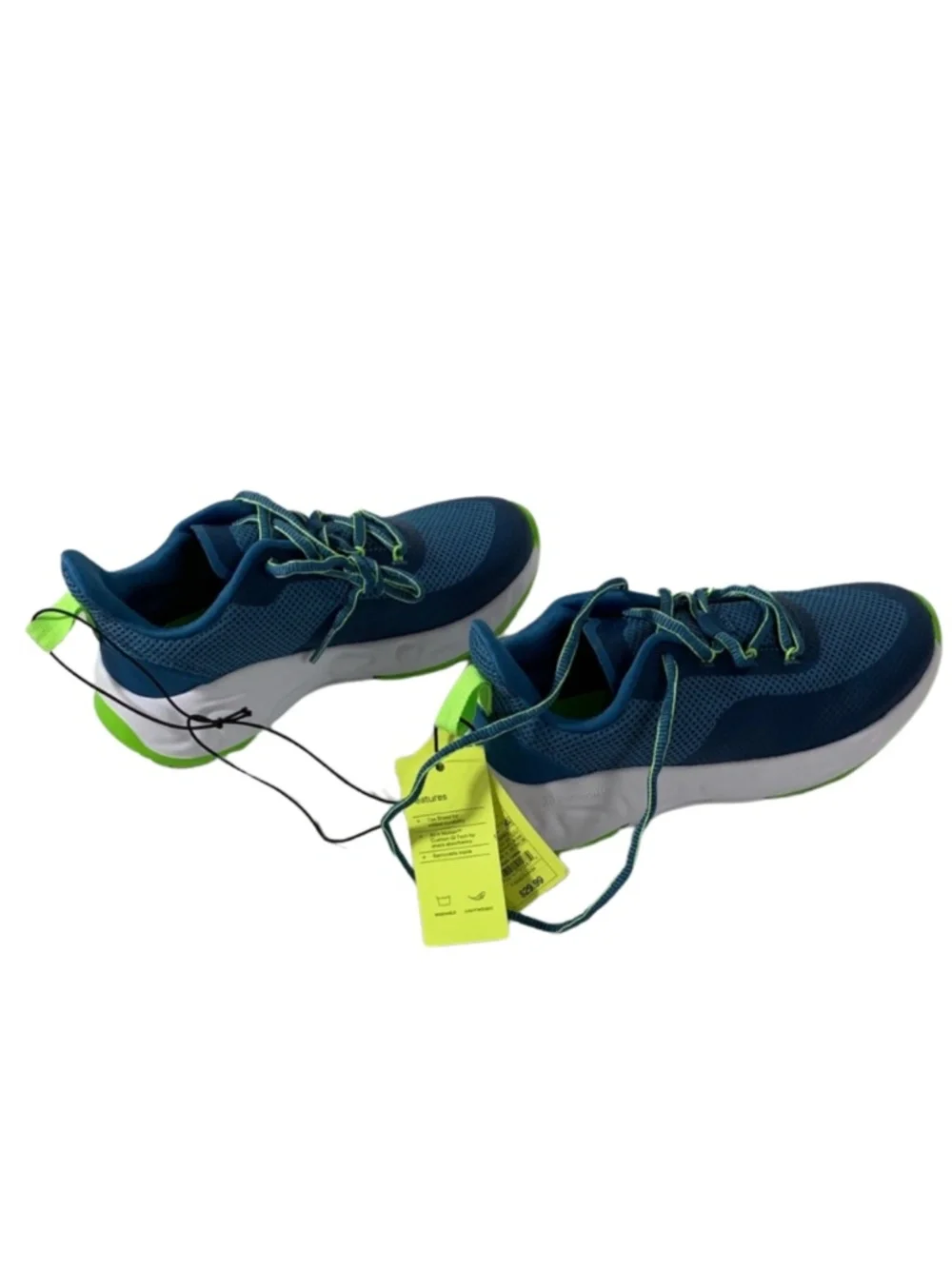 All in Motion Blue and Neon Green Sneakers Kids Size 3 Sporty Colorful